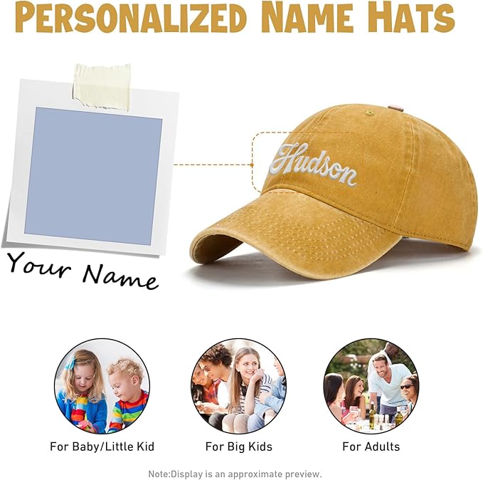 Custom Name Toddler Baseball Cap, Personalized Boys Girls Cotton Embroidered Hat, Trucker Hat for Kids Adults