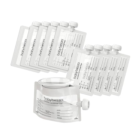 Baby Brezza Reusable Breastmilk Storage Bags, 10 Pack, Includes Filling Funnel