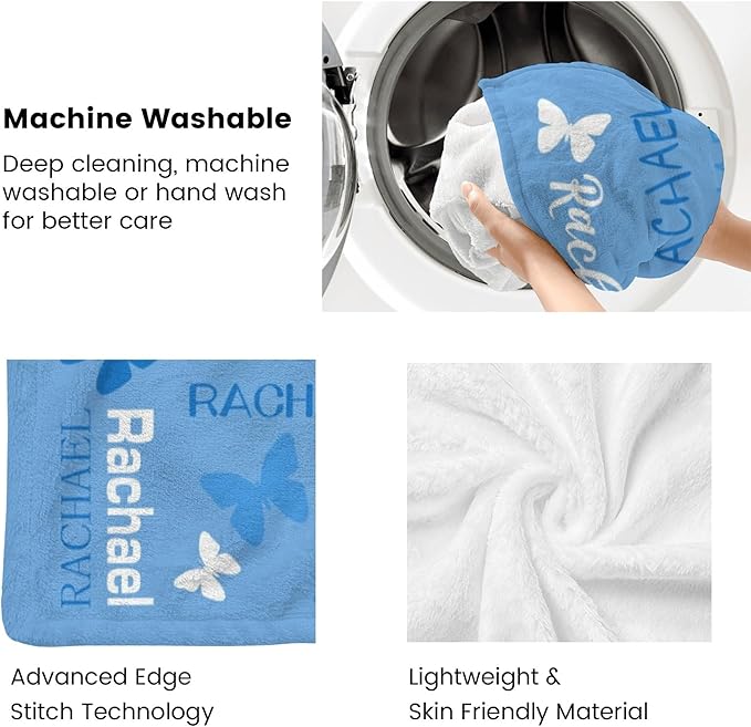 Personalized Throw Blanket with Name Custom Blankets Customized Baby Blanket for Girls Kids Adult Birthday Gift