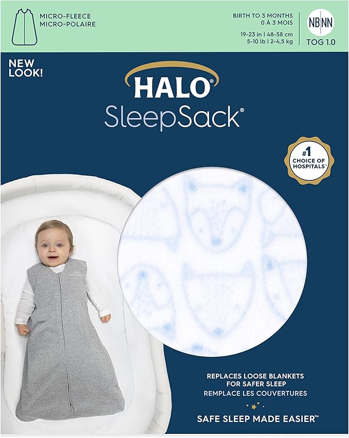 HALO Micro-Fleece Wearable Blanket, Swaddle Transition Sleeping Bag, TOG 1.0
