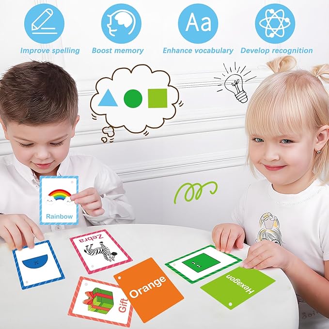 Toddler Learning Flash Cards, 60 PCS Double Sides Flashcards for Alphabets, Numbers, Colors, Shapes, Sight Words, Baby Cognitive Flashcards for Kids, Preschool Kindergarten Learning Activities