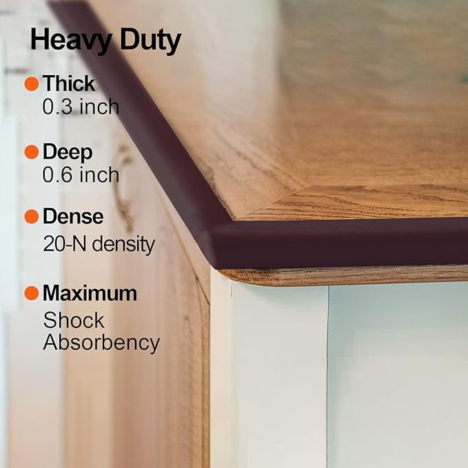 Baby Proofing Edge and Corner Guards, Safety Furniture Bumper with 3M Double-Sided Tape, Child Corner Protector for Fireplace, Table, Stair, Cabinet, (Coffee)