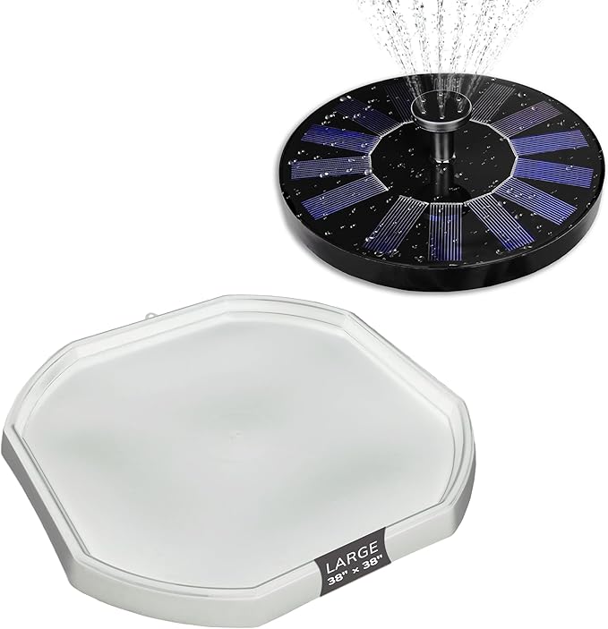 MEKA Tuff Tray with Solar Fountain, Sensory Water Play Tray for Kids, Outdoor Indoor Messy Play, STEM Activities, Classroom or Home Use ((White, Large 38" x 38"))