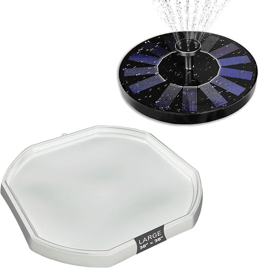 MEKA Tuff Tray with Solar Fountain, Sensory Water Play Tray for Kids, Outdoor Indoor Messy Play, STEM Activities, Classroom or Home Use ((White, Large 38" x 38"))