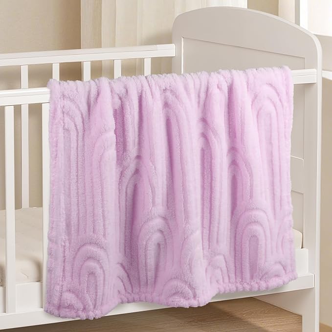 Ultra Soft Fleece Baby Blanket,Swaddle & Receiving Blankets for Newborn Infant, Lightweight Breathable Nursery Nap Blanket for Crib Stroller, for Boys & Girls Rainbow 30"x40" Purple