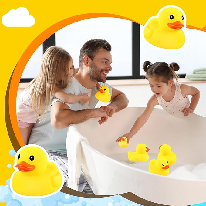 DEEKIN 5 Pcs Yellow Rubber Ducks No Hole Waterproof Duck Bath Pool Toy with Sealed Plug Without Hole Bathtub Floating Toy for Birthday Party Decoration Gift in Bulk (5 Inch)
