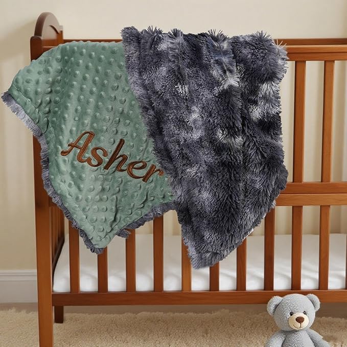 Personalized Baby Blanket Customized Baby Blanket with Name, Custom Embroidered Blanket for Boys & Girls, Soft Minky dot Keepsake Newborn Swaddle, Personalized Baby Gifts for Baby Showers (Baby)