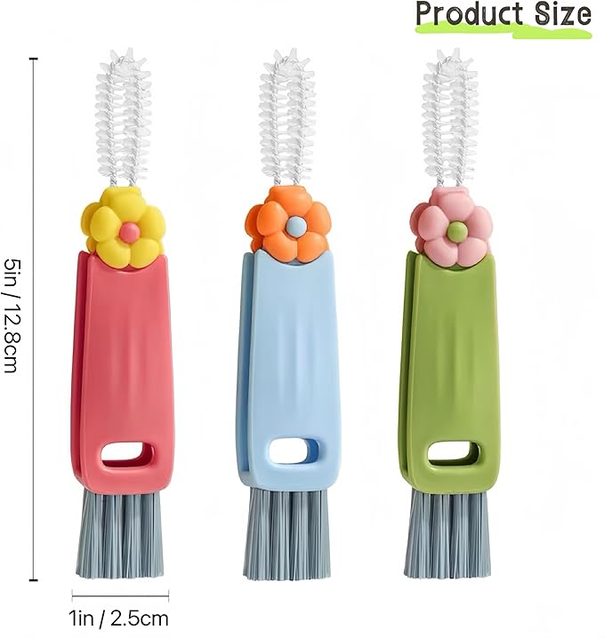 3 in 1 Cup Lid Cleaning Brush, Multifunctional Bottle Cleaning Brush, 2024 New Water Bottle Cleaner Brush, Portable Cup Lid Gap Cleaner, Home Kitchen Crevice Brush Tools (3 PCS)