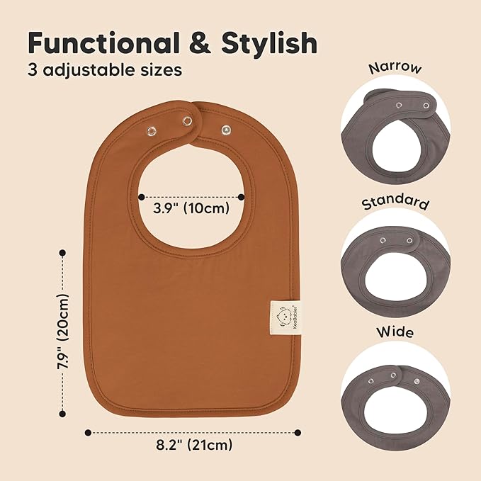KeaBabies 8-Pack Organic Baby Bibs for Boys, Girls - Super Absorbent Cotton Drool Bibs for Baby Girl & Boy, Teething Toddler, Drooling Newborn, Ultra Soft & Machine Washable (Terracotta)