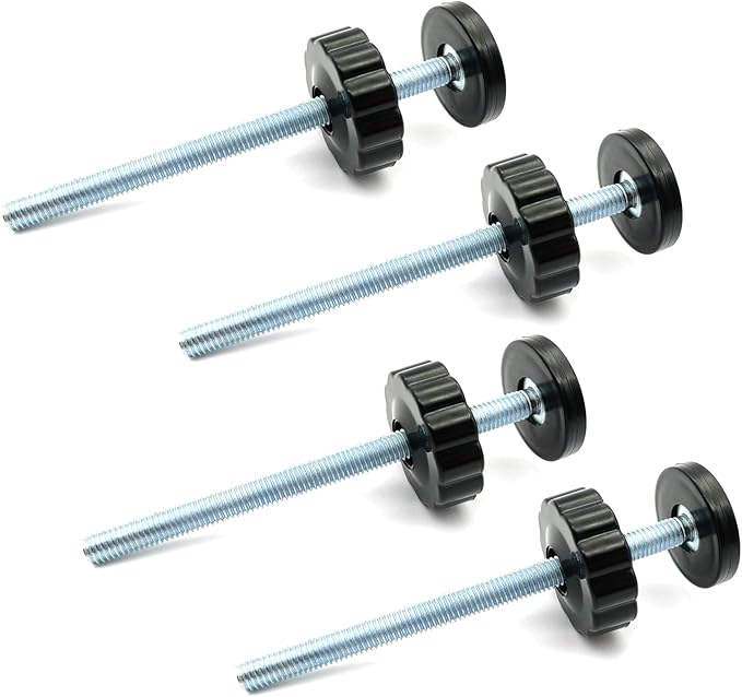 Vmaisi 4 Pack 8MM Baby Gate Threaded Spindle Rod, Replacement Hardware Parts Kit for Pet & Dog Pressure Mounted Safety Gates - Extra Long Wall Mounting Accessories Screws Rods Adapter Bolts Black