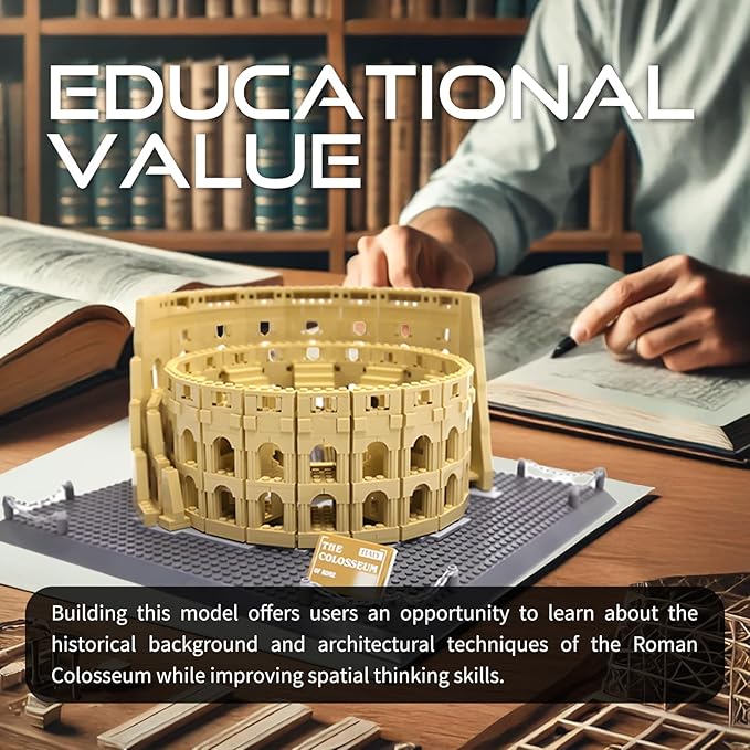 Roman Colosseum Architecture Model Building Block Sets Famous Landmark Series Kit Toy for Adults Kids 1756 Pieces