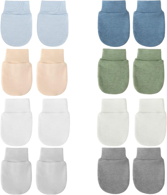Newborn Baby Mittens No Scratch Cotton Elastic Wrist Gloves Infant Toddler Mittens for Baby Boy Girl 0-6 Months