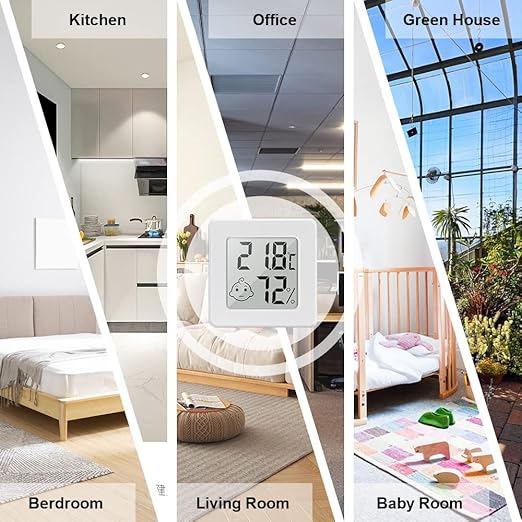 KETOTEK 5 Pack Thermometer Room Hygrometer Indoor Mini Temperature and Humidity Monitor Digital Humidity Meter Gauge with Comfort Indicator for House Office Greenhouse