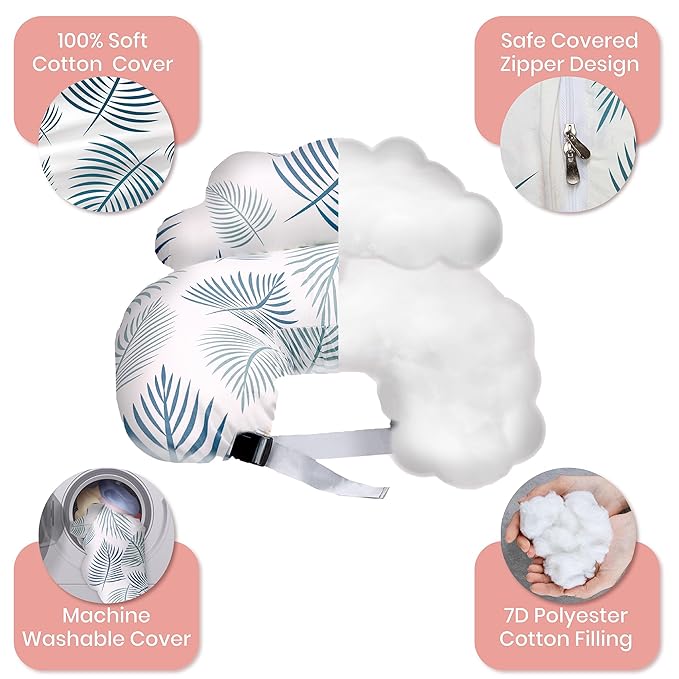 PILLANI Nursing Pillow for Breastfeeding, Breast Feeding Must Haves, Baby Pillow, Breast Feeding Pillow for Mom & Baby, Removable Cotton Cover, Adjustable Waist Strap, Breastfeeding Essentials Newborn