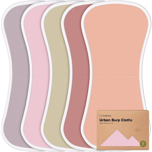 Organic Burp Cloths Baby Boy & Girl - 5-Pack Super Absorbent Cotton Burping Cloths for Babies, Soft & Plush Newborn Spit Up Rags, Infant Towels for Milk Spit Up, Unisex, Large 21" x 10" (Muted Pastel)