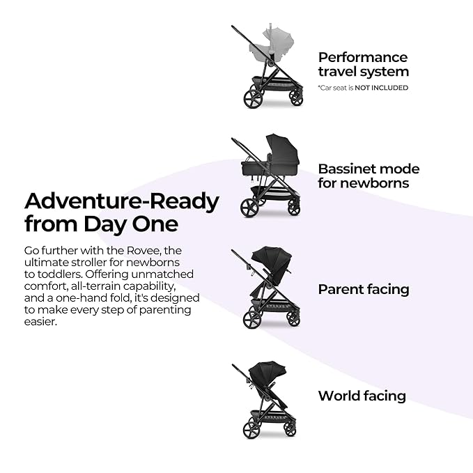 MAMA & BABY Rovee 2-in-1 Baby Stroller, Convertible Infant & Toddler Stroller with Reversible Seat, Large UPF 50+ Sun Canopy, Foldable Stroller with Shock-Absorbing Wheels & Storage Basket