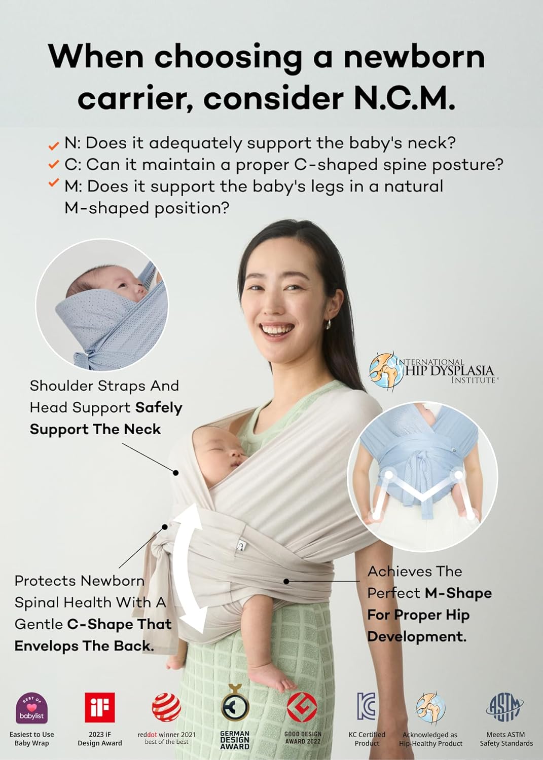 Konny Baby Carrier Flex AirMesh with Head Support- Adjustable, Easy to Wear Baby Wrap Sling, Perfect for Newborn Babies Essentials up to 44 lbs (M-4XL) -Wood Rose