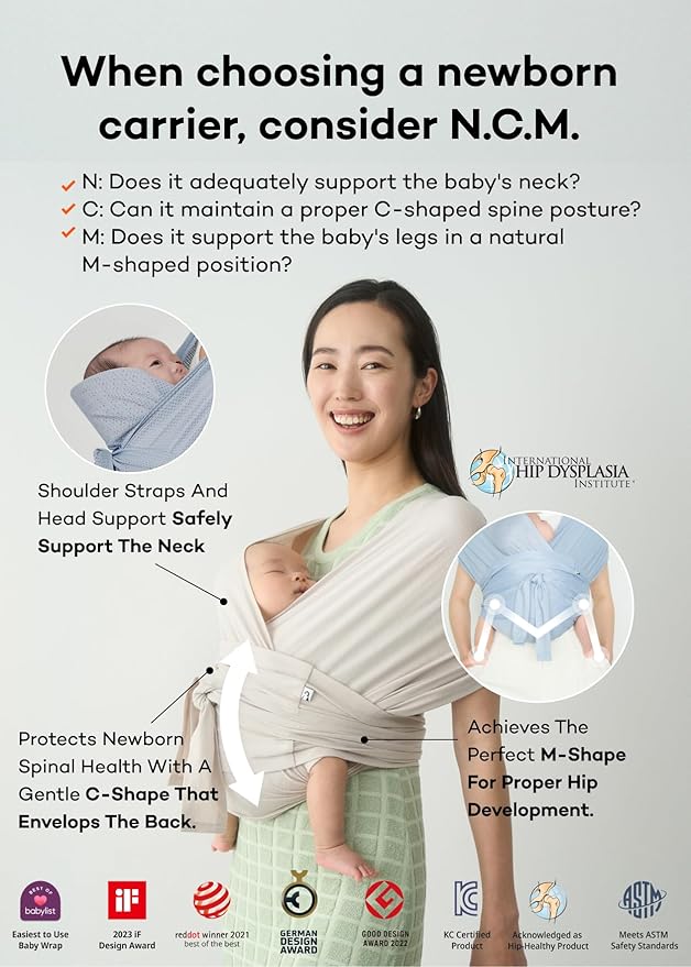 Konny Baby Carrier Flex AirMesh with Head Support- Adjustable, Easy to Wear Baby Wrap Sling, Perfect for Newborn Babies Essentials up to 44 lbs (M-4XL) -Wood Rose