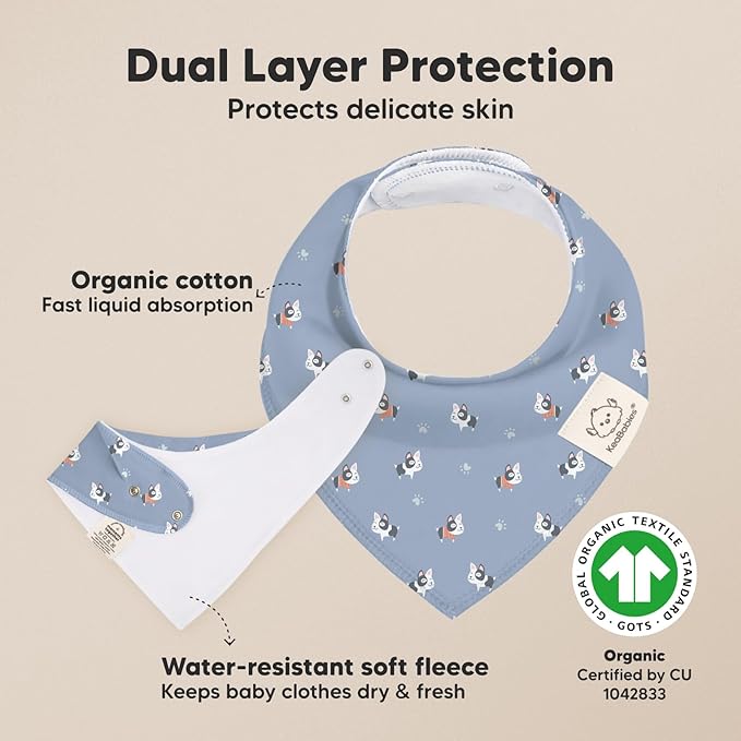 8-Pack Organic Baby Bandana Bibs for Boys, Girls - Super Absorbent Triangle Baby Bibs for Drooling and Teething Infant, Dog Bandanas, 100% Cotton Extra Soft, Newborn, Infant 0-36 Months (Pets & Paws)