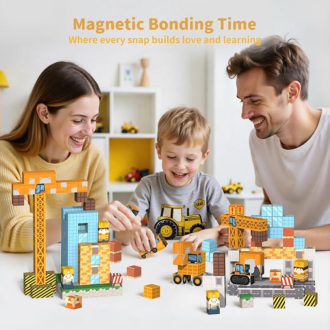 Magnetic Blocks Building Toys - 154PCS Magnet Building Blocks Set Construction Cubes STEM Sensory Stacking Kids Toys for Boys Girls