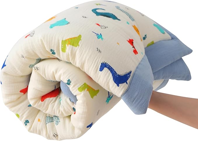 Cotton Muslin Toddler Comforter/Quilt,Ultra Soft & Breathble Muslin Toddler Blanket,All Season Baby Blankets for Boys and Girls, Machine Washable,41"x48"
