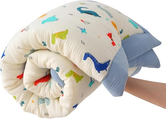 Cotton Muslin Toddler Comforter/Quilt,Ultra Soft & Breathble Muslin Toddler Blanket,All Season Baby Blankets for Boys and Girls, Machine Washable,41"x48"