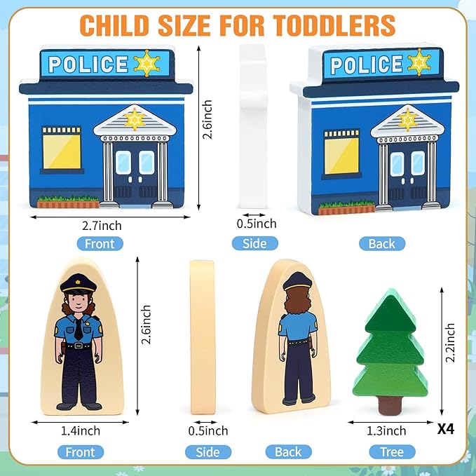 Atoylink 36Pcs Wooden Community Helpers Pretend Play Toys for Kids 3 4 5 6 Year Old, Wooden People Figures Blocks Occupations Dress up Toddlers Preschool Learning Toys Boys Girls Birthday Gifts