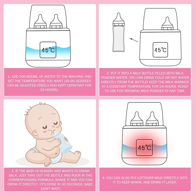 Baby Bottle Warmer ＆ Steriliser Temperature Adjustable Portable Bottle Warmer Remote Control Baby Food Heater with LCD Display for Breastmilk or Formula, Grey, Xmas Decorations