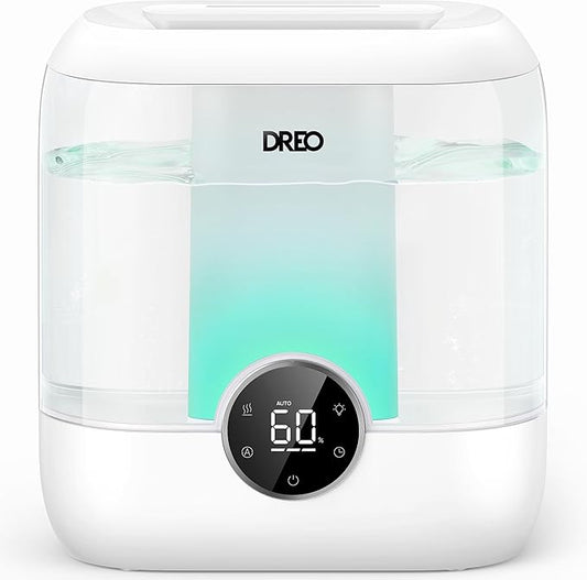 Dreo 6L Top Fill Humidifiers for Bedroom, 60H Runtime 28 dB Quiet Supersized Cool Mist Air Humidifiers for Large Room, Baby Nursery, Plant, Indoor, Night Light, Easy to Clean, Precise Humidity Control