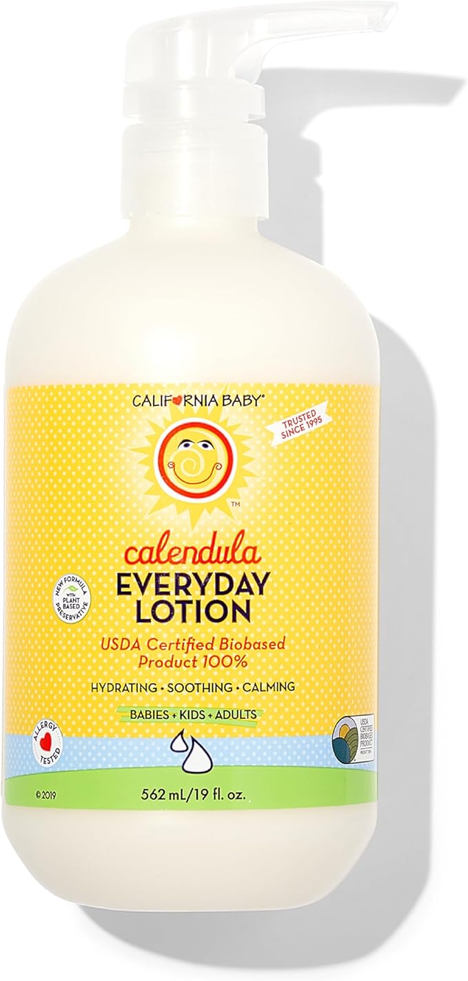California Baby Calendula Lotion | 100% Plant-Based Moisturizer | Lavender Baby Lotion | Face Moisturizer For Dry Skin | Hypoallergenic | 19 oz.