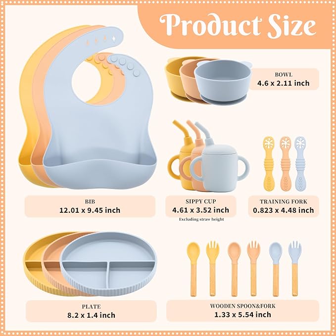 Silicone Baby Feeding Set 21 Pcs, Baby Led Weaning Supplies, Baby Feeding Supplies Set BPA Free, Essentials for Newborn Gift Mixed