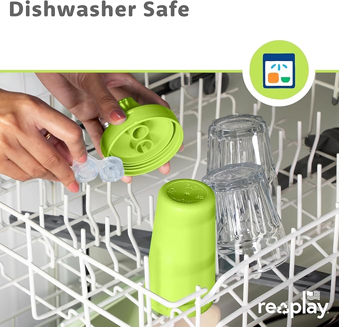 Re-Play Spill-Proof Sippy Cups - Reusable 10 Oz Set of 6, Dishwasher & Microwave Safe, Made in USA, Crayon Box
