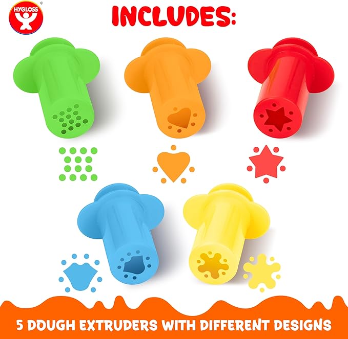 5-Piece Dough Extruder Set for Kids – Fun Shape Makers for Dough, Craft Clay, and More – Creative Tools for Arts & Craft Activities