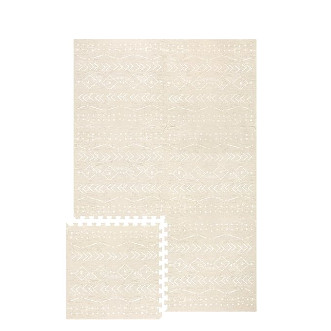 Lillefolk Baby Play Mat for Floor – 4x6ft Beige | Soft Non Toxic Premium EVA Foam Tiles for Tummy Time, Crawling & Playroom – Waterproof Interlocking Floor Mat for Babies & Toddlers (6 Tiles)