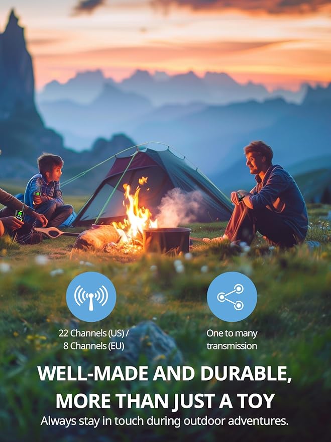 Walkie Talkies for Kids Rechargeable,Toys for Boys and Girls Ages 3-12, 2 Pack Long Range 2-Way Radios, Birthday Gifts,Christmas Stockings, Outdoor Play, Family Games, Hiking Camping Gear