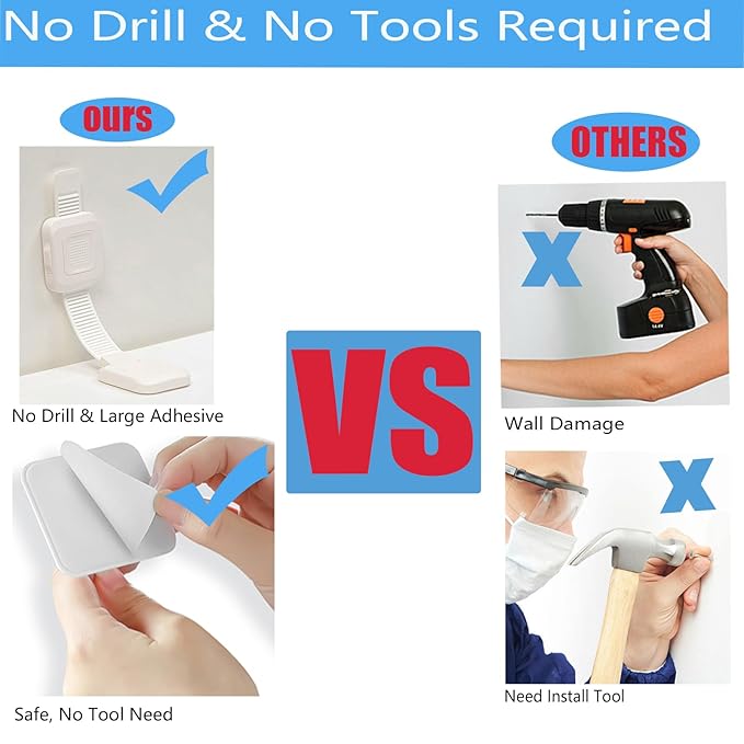 YEYA Upgraded No Drill Furniture Anchors for Baby Proofing, Anti-Tip Adjustable Straps, 4 Pack