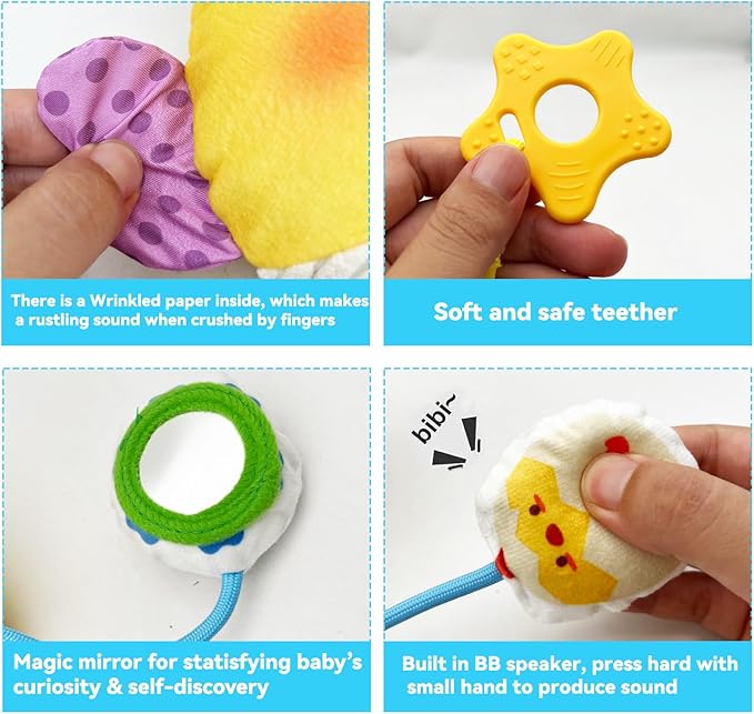 Baby Toys for 3 6 9 12 Months, Bassinet Toys for Infant & Toddlers, Crib Stroller Hanging Doll for Stimulating Baby’s Senses and Developing Motor Skills (Chick)