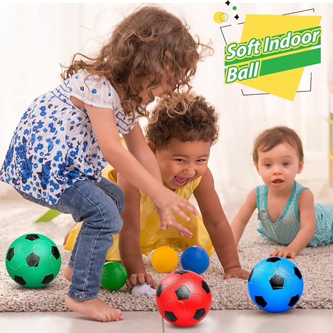 6 Inch Mini Soccer Balls for Kids Toddler, Small Soccer for Mini Goal Hoop, KickBall Soft Footballs Sport Game for Indoor Outdoor Playground Beach, Pool Ball with Pump For Inflatables Float - 6PCS