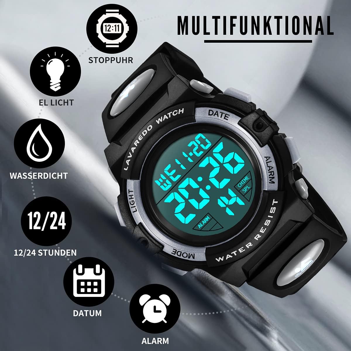 Kids Watch,Boys Watch for 3-15 Year Old Boys,Digital Sport Outdoor Multifunctional Chronograph LED 50 M Waterproof Alarm Calendar Analog Watch for Children with Silicone Band,Kids Gift
