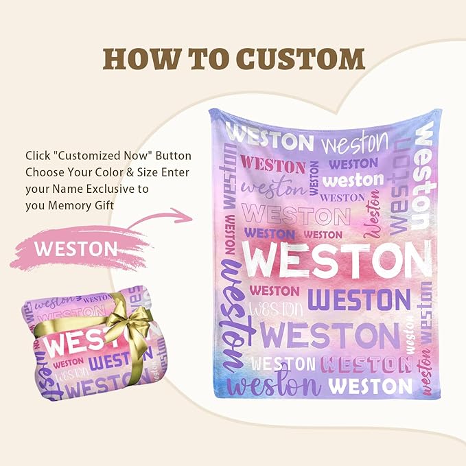 Custom Blanket with Name,Personalized Blankets for Kids Adult Boys Girls,Flannel Customized Blankets Throw for Boys Girls