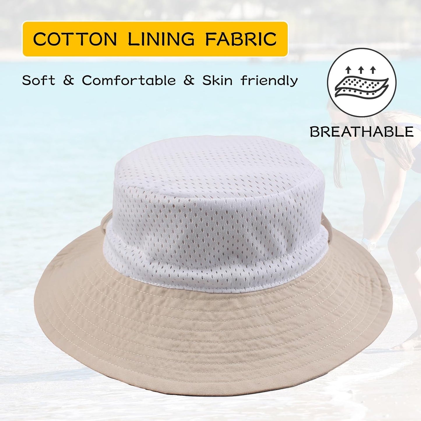 Peecabe Summer Baby Sun Hat for Boys Girls UPF 50+ Wide Brim Toddle Bucket Hat Adjustable Baby Beach Cap 0-8 Years