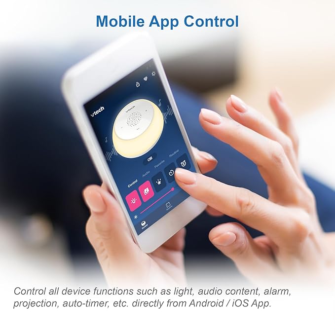 VTech BC8213 V-Hush Junior Sleep Training Soother with 40 Stories/Songs/Sounds & Record Your own Voice. Portable Bluetooth HD Speaker, 250+ Multi-Color Night Light, Ceiling Projector