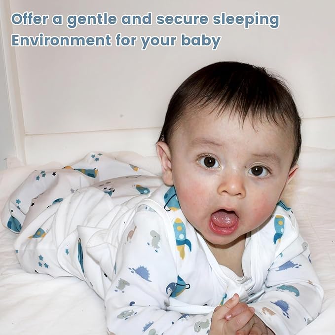 ZIGJOY Sleep Sack Swaddle 0.5 TOG Baby Wearable Blanket 100% Cotton Baby Swaddle Blanket for Newborns 0-6 Months for Boy Girl, Blue&Space
