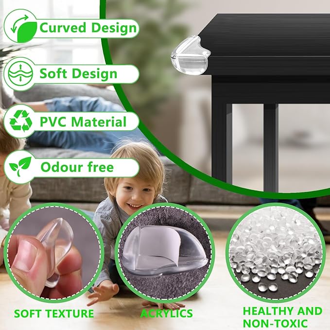 16 Pack Transparent Corner Protectors - Baby Safety Edge Guards for Furniture, Clear Sharp Corner Covers for Dining Table Baby Proofing (Drop-Shaped)