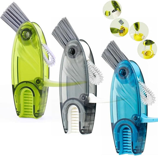 4 in 1 Cup Lid Cleaning Brush Set Multifunctional Bottle Brush Cleaner Tiny Bottle Cup Lid Brush Straw Cleaner Tools Mini Silicone Bottle Cup-Holder Cleaner with Hook Remover Blue Green Grey