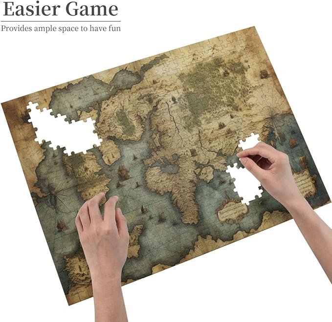 Cafemira 500 Pieces of Adult World map Wooden Jigsaw Puzzle,Relieve Stress and Enjoy The Fun of Solving Puzzles,Brain Challenge,Pleasure Both Body and Mind,Every Piece is Unique,