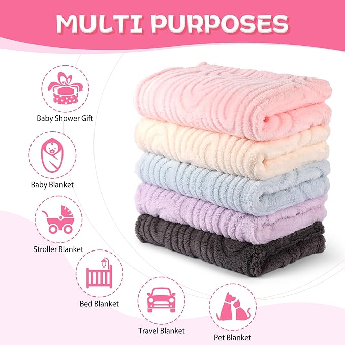 Ultra Soft Fleece Baby Blanket,Swaddle & Receiving Blankets for Newborn Infant, Lightweight Breathable Nursery Nap Blanket for Crib Stroller, for Boys & Girls Rainbow 30"x40" Purple