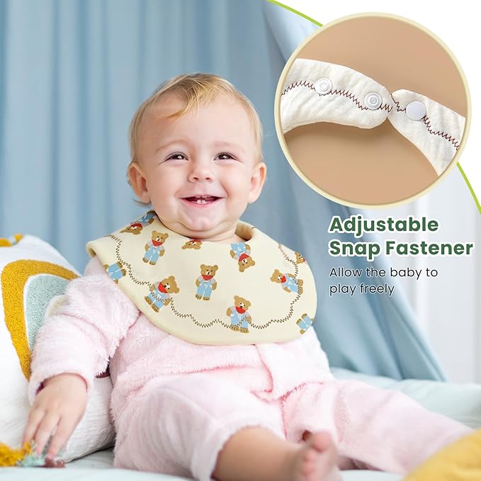 EllieHouse Baby Bibs for Girls Boys 10Pack Muslin Drool Teeth Drooling Teething Bibs Muslin Cotton for Infant Toddler