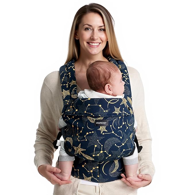 Momcozy Baby Carrier - Ergonomic, Cozy and Lightweight Carrier for 7-44lbs, Effortless to Put On, Ideal for Hands-Free Parenting, Enhanced Lumbar Support, Starry Night