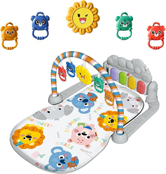 Baby Play Mat Baby Gym,Play Piano Tummy Time Baby Activity Mat, Music and Lights Boy & Girl for Newborn 0 to 3 6 9 12 Months